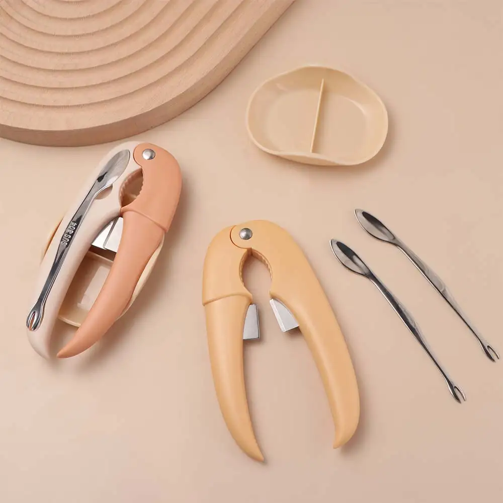 

4Pcs/Set Effort-saving Crab Sheller Stainless Steel with Tray Lobster Claws Picking Fork Set Professional Crab Eating Pick Set