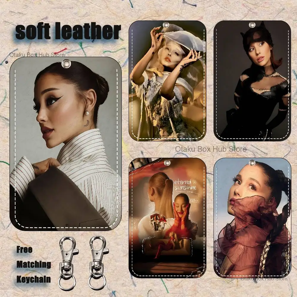 المغني A-Ariana G-GrandeS نمط 1 قطعة بولي Leather حامل بطاقة جلدية المفاتيح حلقة رئيسية قفل الباب الوصول العلامات حافظة بطاقات الهوية بطاقة المفاتيح