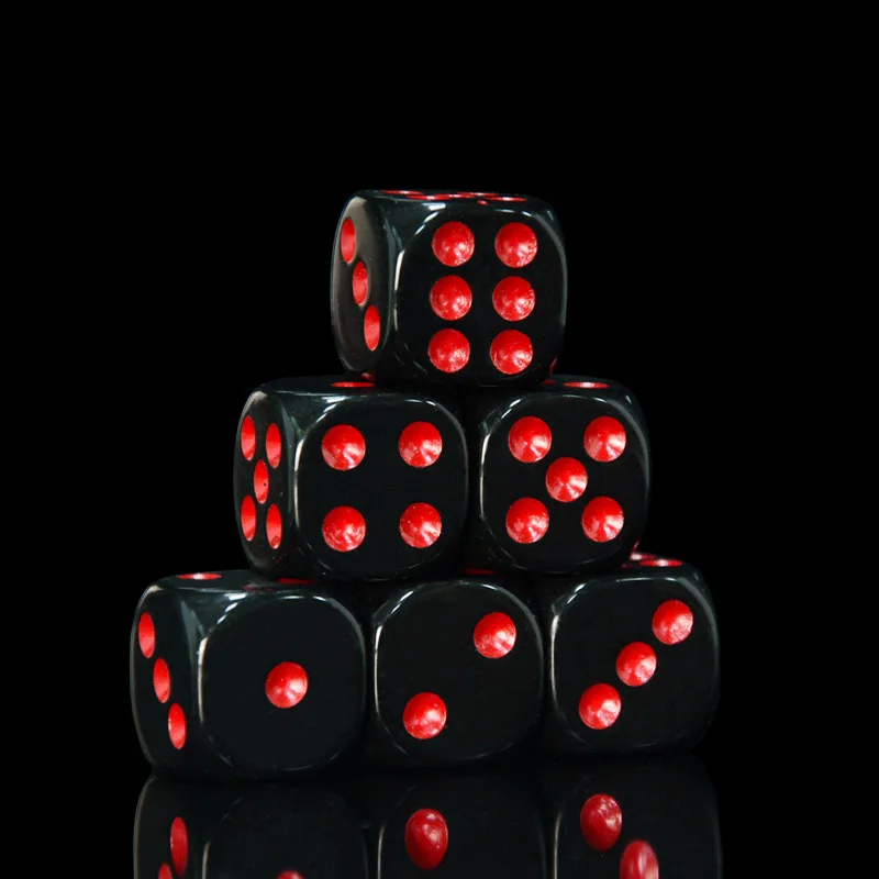 24 unids/set de dados con bolsa de terciopelo juego de dados rojo/negro 16mm