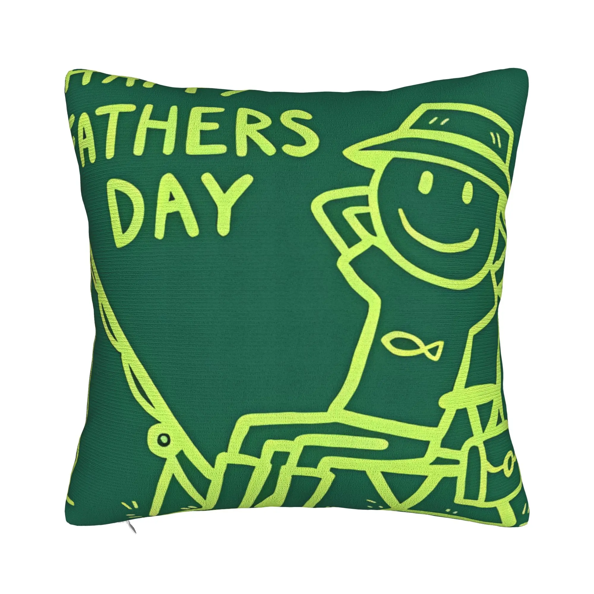 Happy Fathers Day Fishing For Porch Patio Couch Sofa Living Room Outdoor Pillowcases Fisherman Pillow Cover Zipper Closure