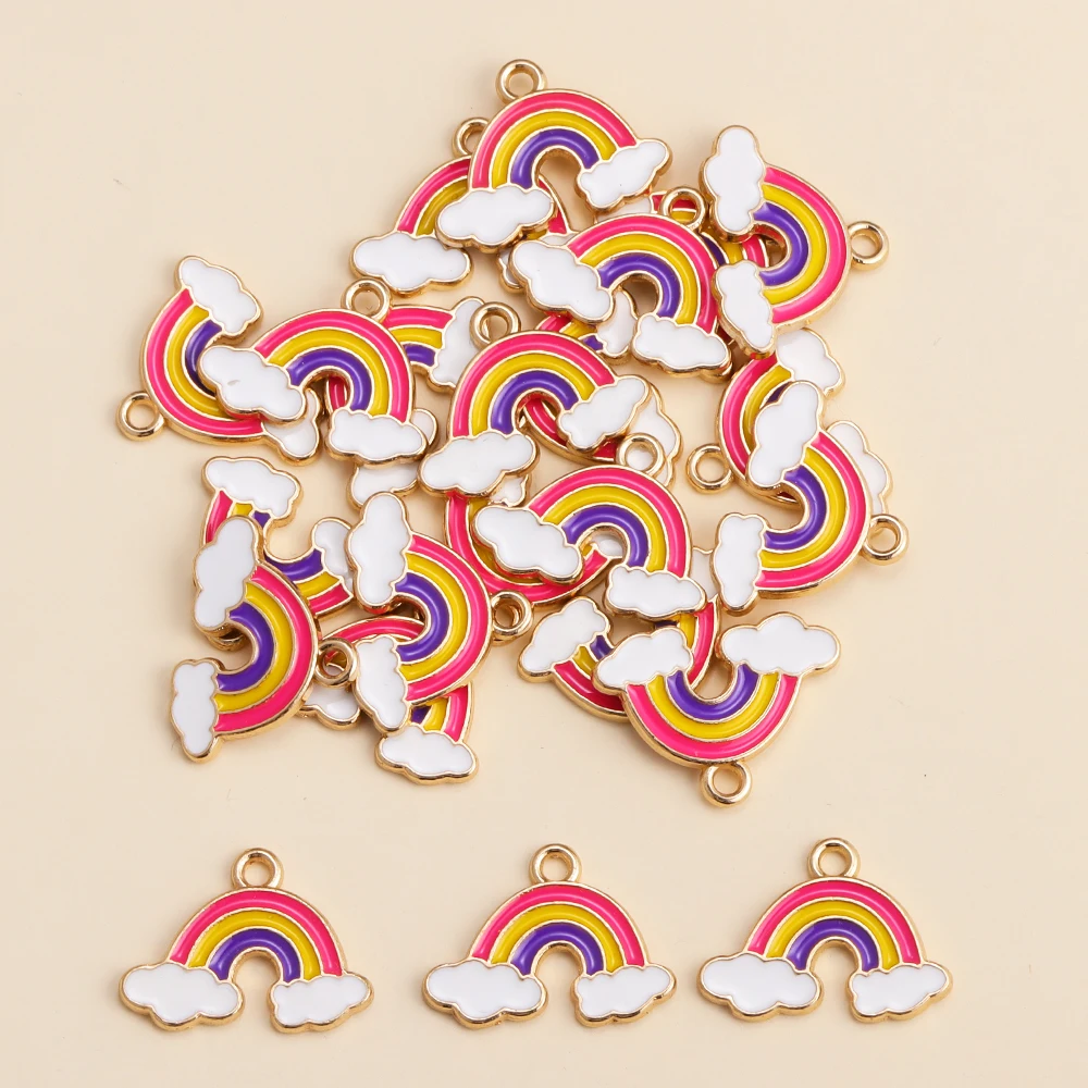 10Pcs Lovely Rainbow Cloud Enamel Alloy Small Charms Pendant for Earrings Bracelet Necklace DIY Jewelry Making Supplies