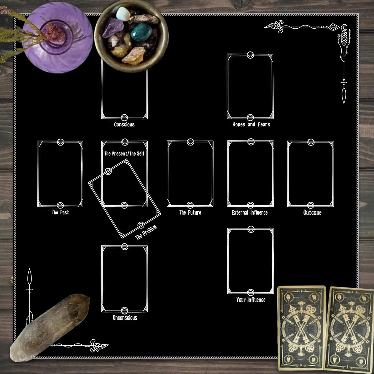 1 Stück Tarot-Tischdecke, keltisches Kreuz-Tarot-Tischdecke für Wahrsagereien, geheimnisvolle Tischdecke zur Altardekoration – Detail 30