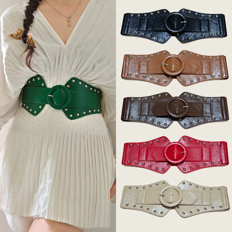 

Классические широкие ремни с пряжкой, черный эластичный пояс из искусственной кожи, модный корсет, пояс с осами, готический ACCEssory, платье, пояс для женщин