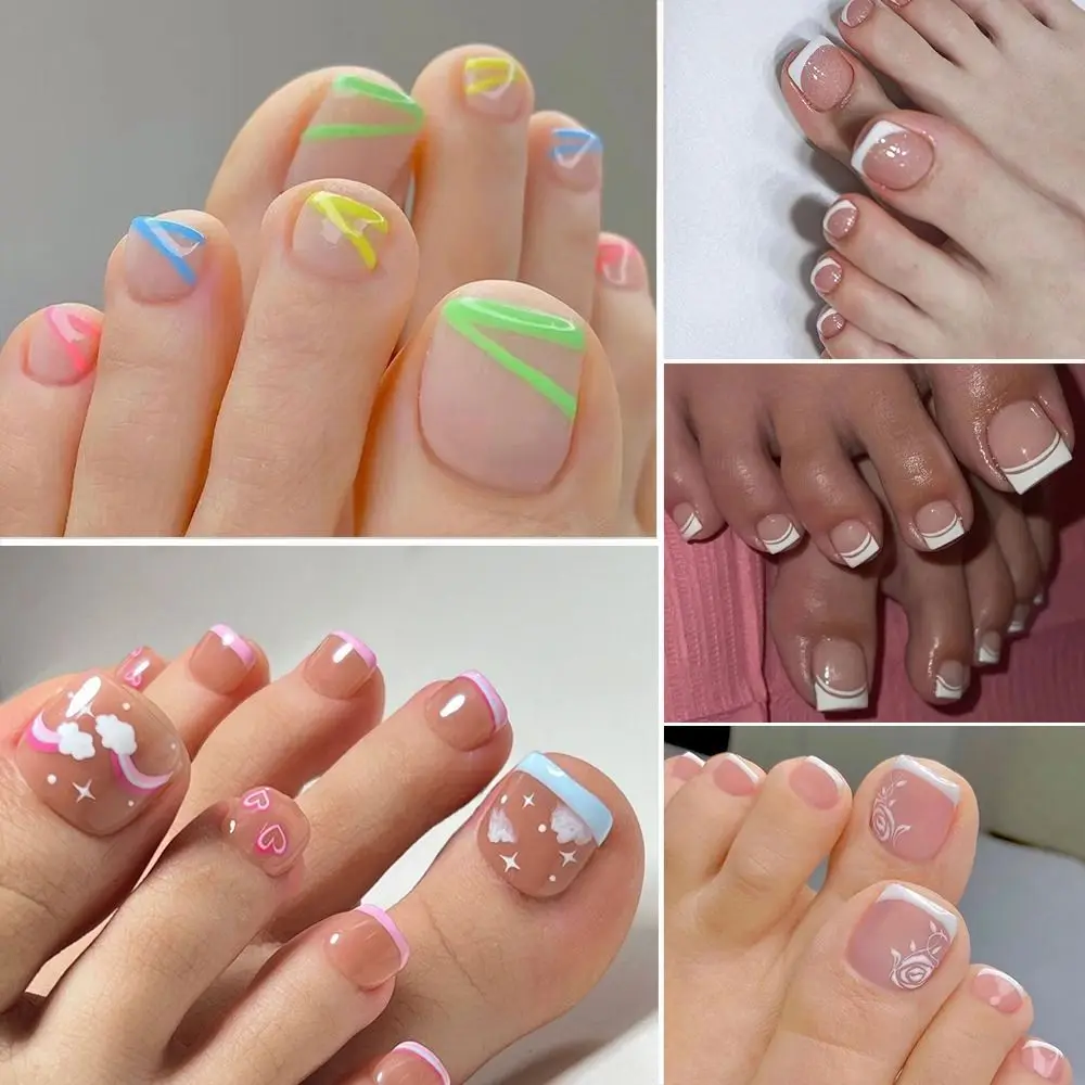 

Gel Nail Extensions Full Cover Fake Toenails Clear Traceless Toe Nail Tips 11 Sizes Soft Press On Toenails At Home DIY