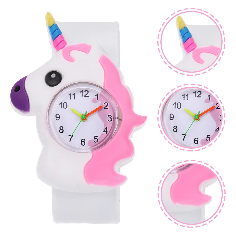 1 مجموعة 1 مجموعة يونيكورن مجموعة مجوهرات السيليكون الرقمية صفعة ووتش مطرز سوار قلادة لساعة اليد الكرتون #3