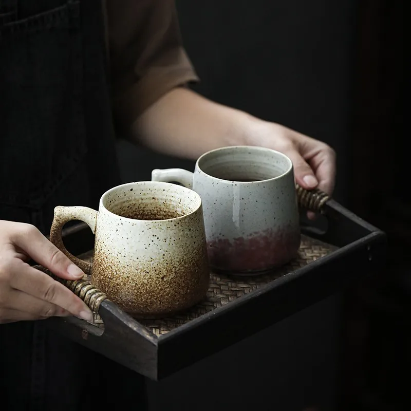 

Coarse pottery kiln change mug retro office water cup Japanese breakfast cup ceramic drinking coarse pottery coffee cup