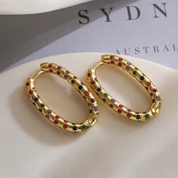 NEWBUY Fashion Gold Color Copper Wedding Jewelry Unique Design Geometric Big Size Hoop Earrings For Women Girl Birthday Gift