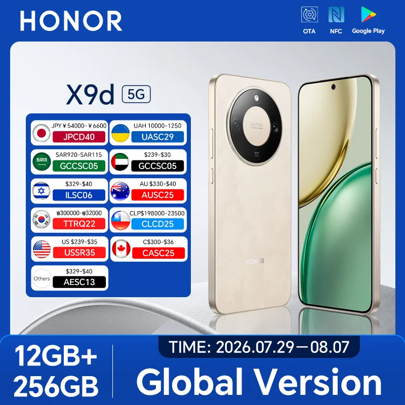 Global Version HONOR X9d 5G Smartphone 12GB+256/512GB 6.79'' 120Hz AMOLED Screen 108MP AI Main Camera 8300 mAh 66W Supercharging