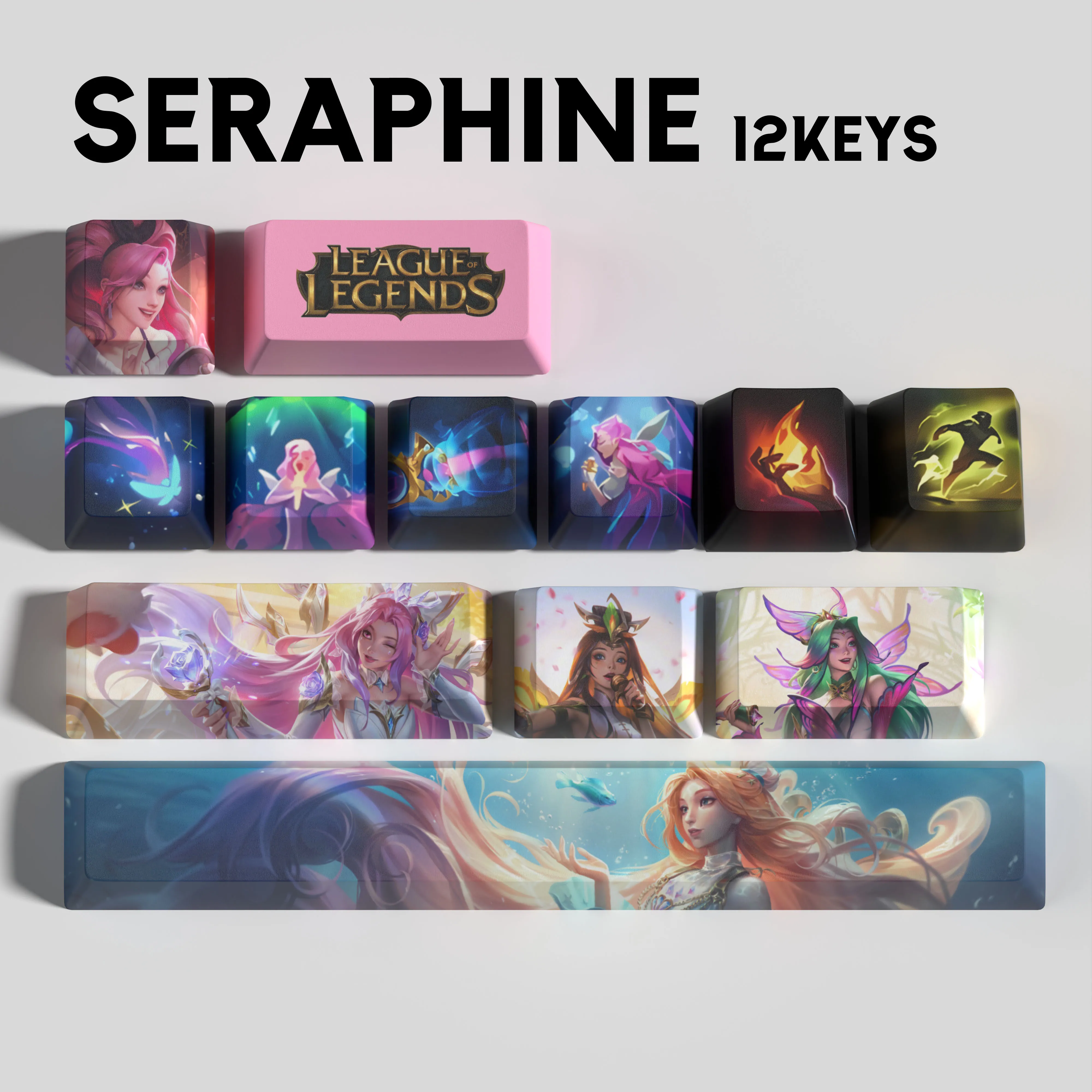 Seraphine keycaps League of Legends keycaps  game keycaps OEM Profile 12keys PBT dye sub keycaps