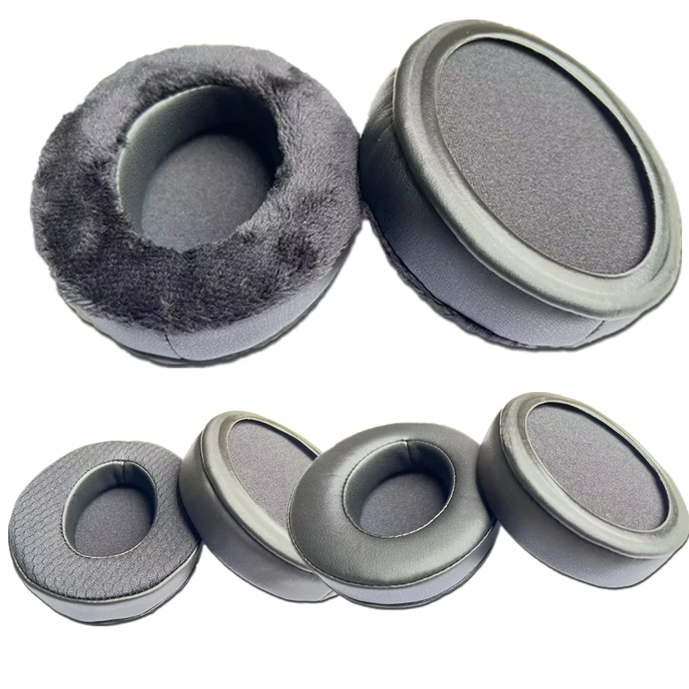 Image of Ovale Ohrpolsterbezüge aus Samtstoff, 110 x 90 mm, 100 x 80 mm, 95 x 75 mm, 90 x 70 mm, Ersatz für ATH-M20x-Kopfhörer, Ohrpolster aus Netzstoff