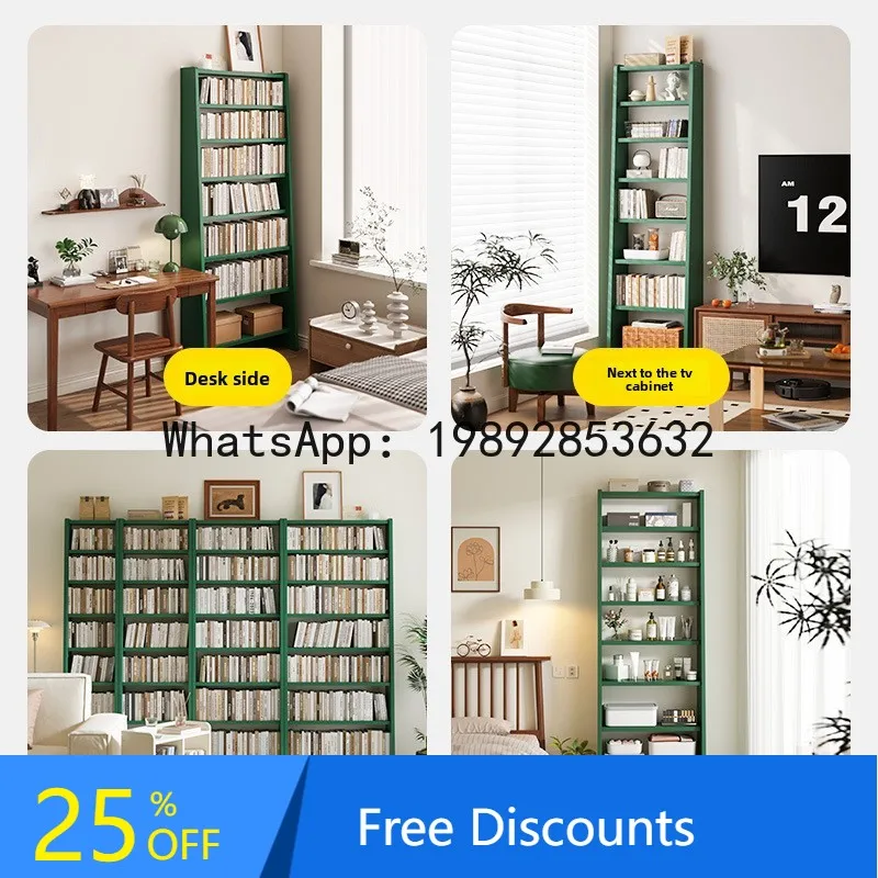 

BF Floor Bookshelf All Solid Wood Living Room Multi-layer Display Rack Home Integrated Wall Student Storag Reading Organizer