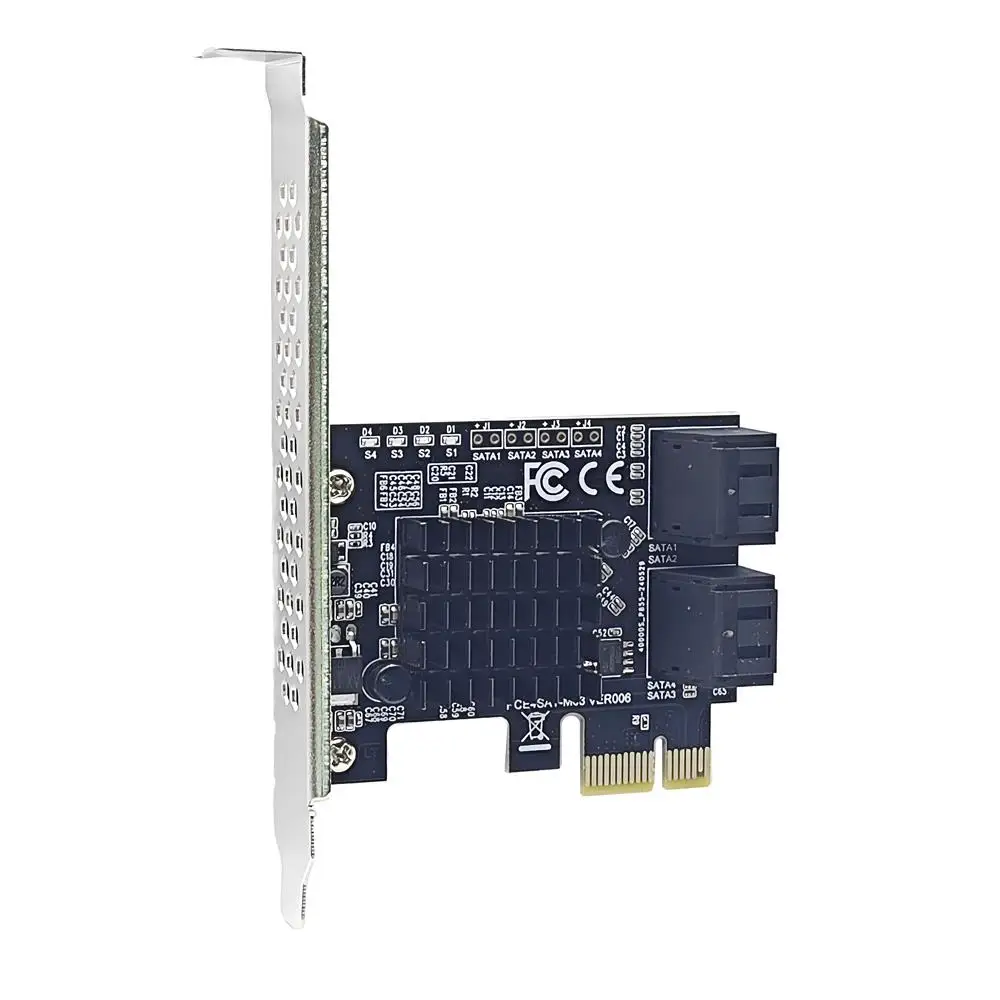 4 Port SATA III PCIe Expansion Card 6Gbps SATA 3.0 to PCI-e 1X 9215 Controller Card PCI Express Adapter Converter with Bracket