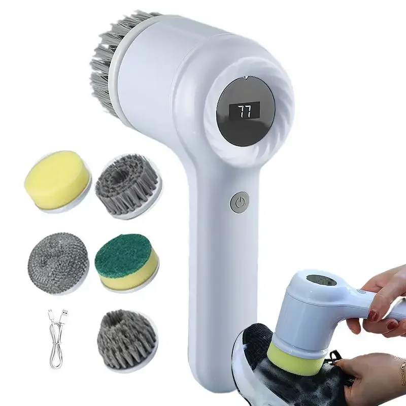 Electric Cleaning Brush 5 in 1 Multifunctional Household Wireless Rotatable Cleaning Brush For Bathroom Kitchen Windows Toilet