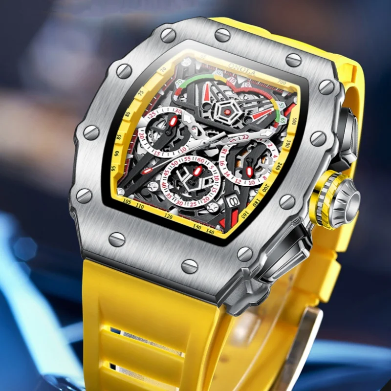 ONOLA 6827 موضة فاخرة الأيدي ساعة متعددة الوظائف مقاوم للماء مضيئة الرياضة عادية الذكور ساعات كوارتز للرجال Reloj Hombre