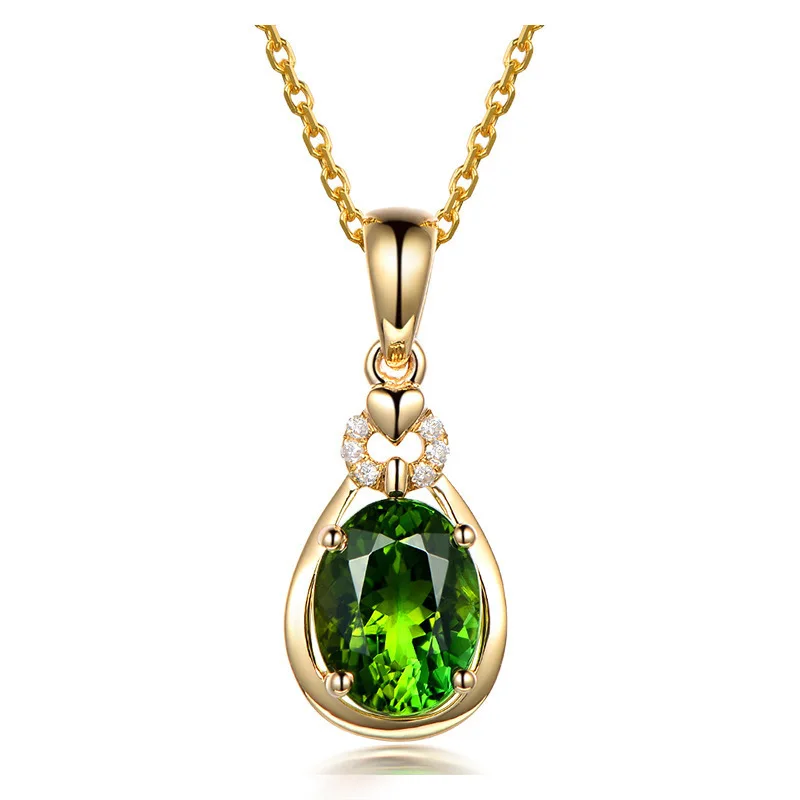 

DIY accessories Factory direct sales, new temperament emerald tourmaline pendant, 18K gold-plated collarbone chain necklace jewe