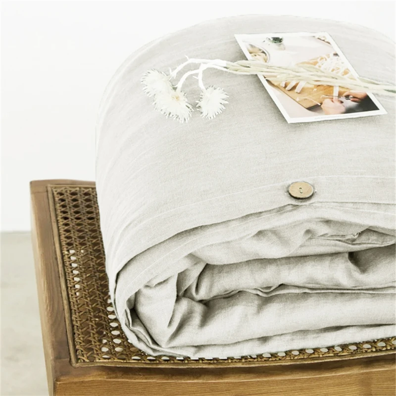 100% Linen Duvet Cover Solid Color Soft Quilt Cover High-Grade Single Double King Size Comforter Bedding Cover