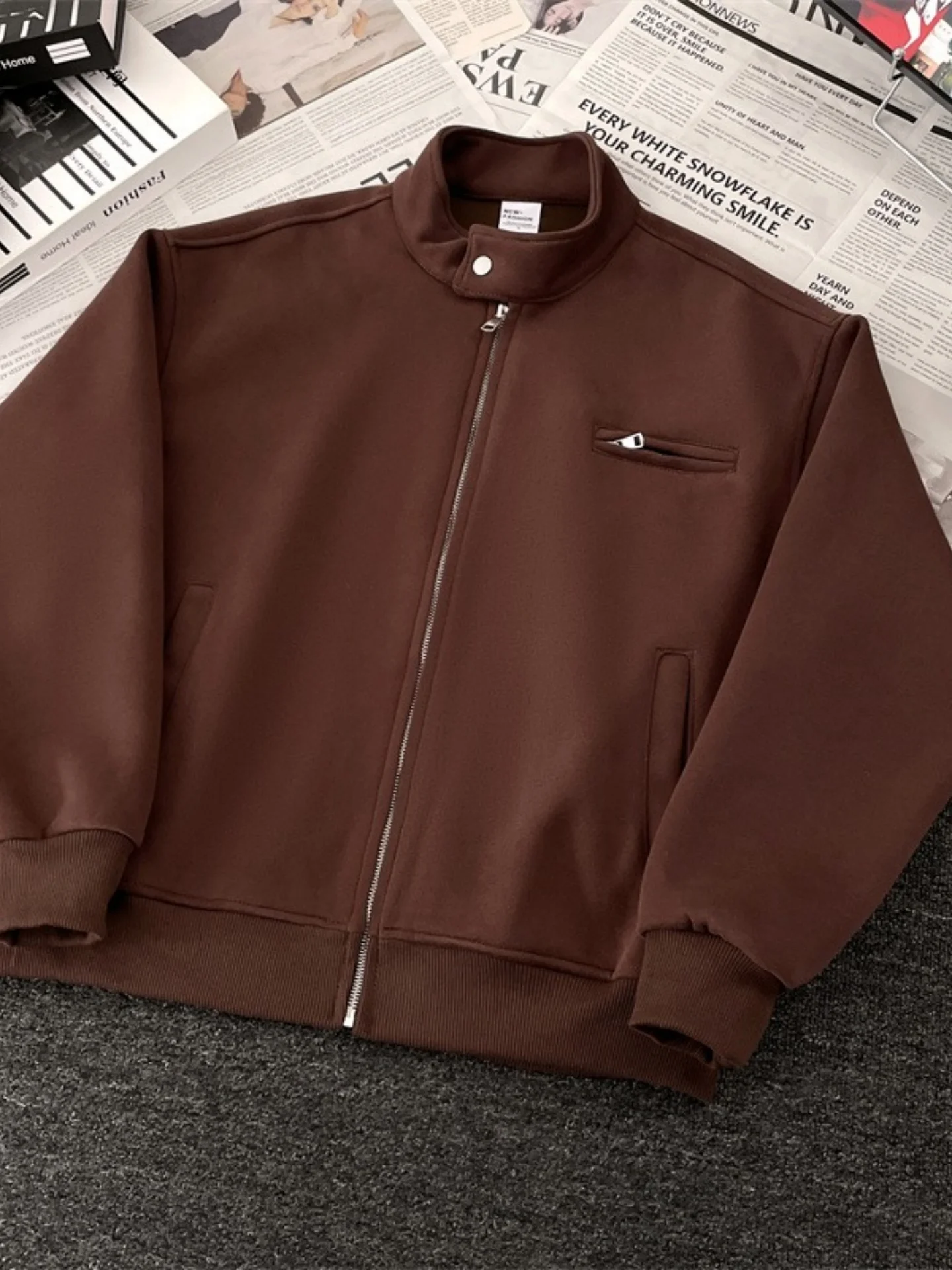 

Мужской кардиган-свитшот American Sle свободного кроя, плотный, износостойкий, с воротником-стойкой, повседневная удобная осенняя верхняя одежда