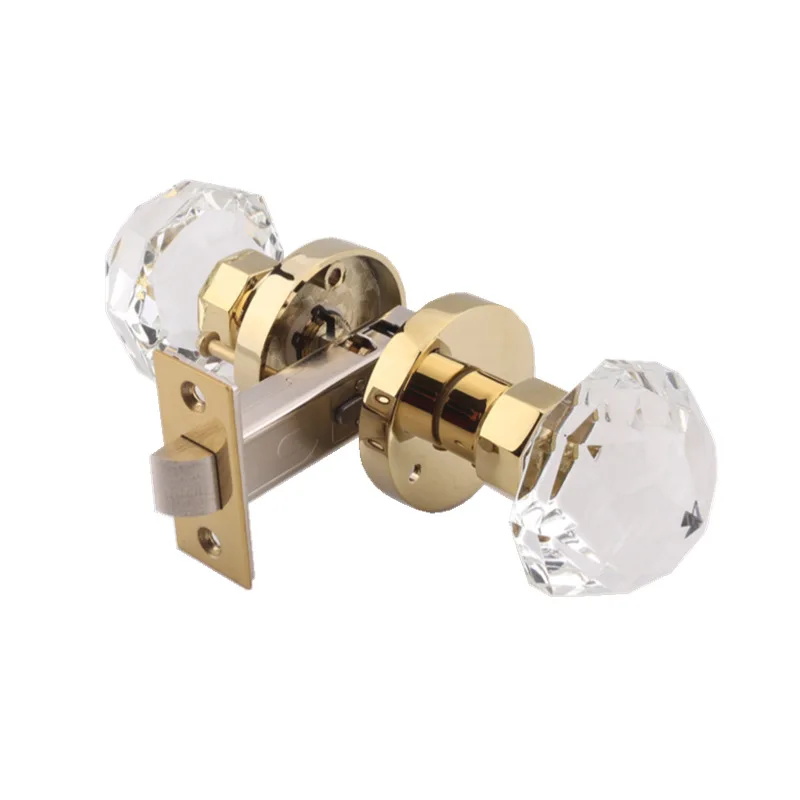CX crystal glass spherical lock gold light luxury, door lock wooden door bathroom, indoor silent room door lock