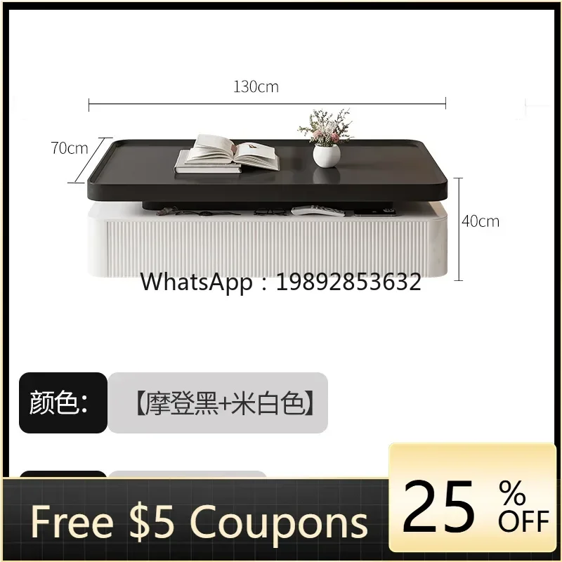 

GZ French retro coffee table living room home black and white coffee table TV cabinet combination