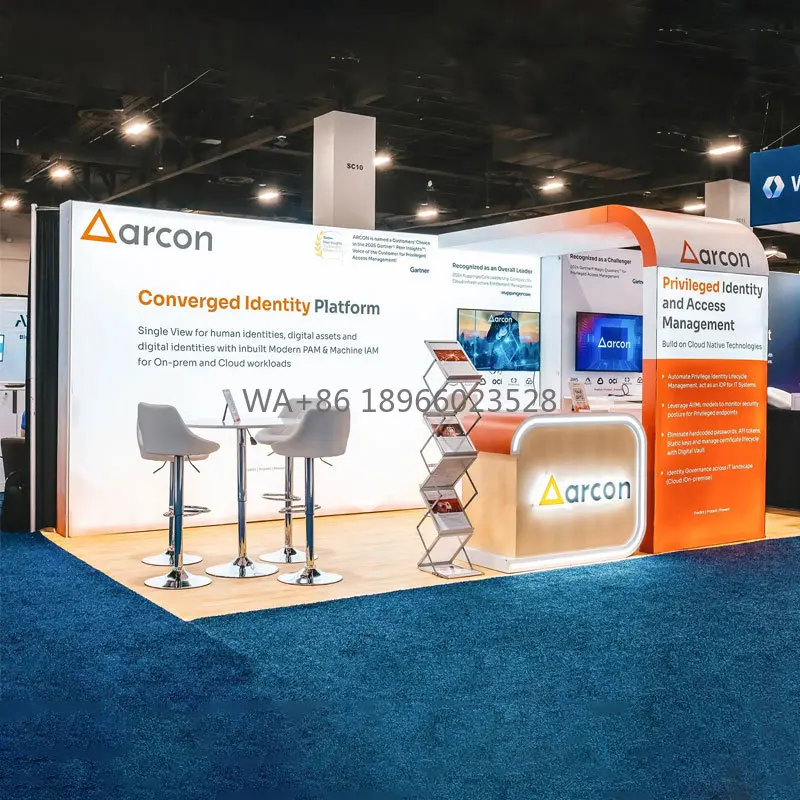 

Изготовленный на заказ 10x20ft Tradeshow Display со светодиодной подсветкой, модульная выставочная будка, алюминиевая ткань, Expo Booth Fair Stall