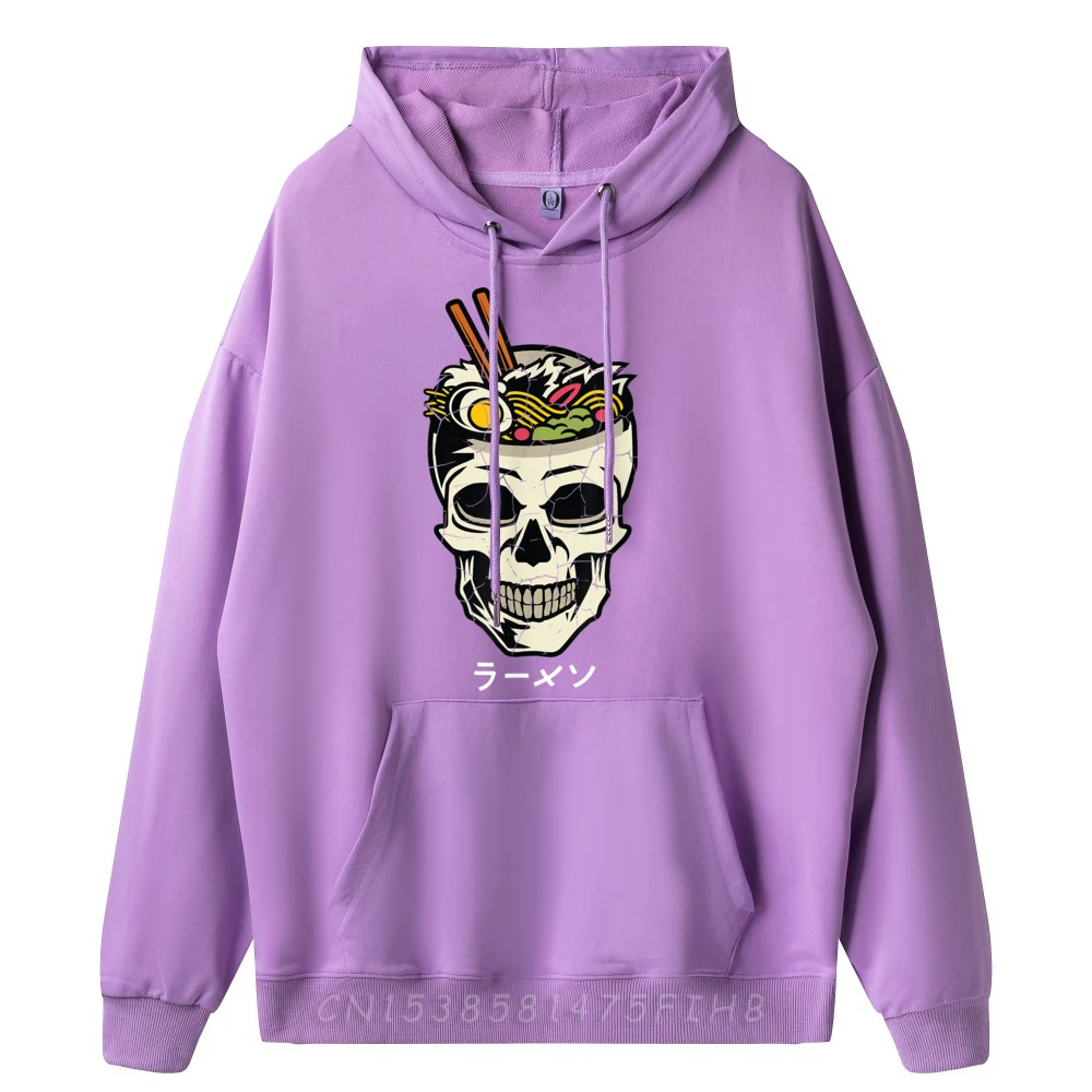 Vintage Japanese Ramen Noodles Skull Brain Graphic Vintage Sweatshirts Man Clothes