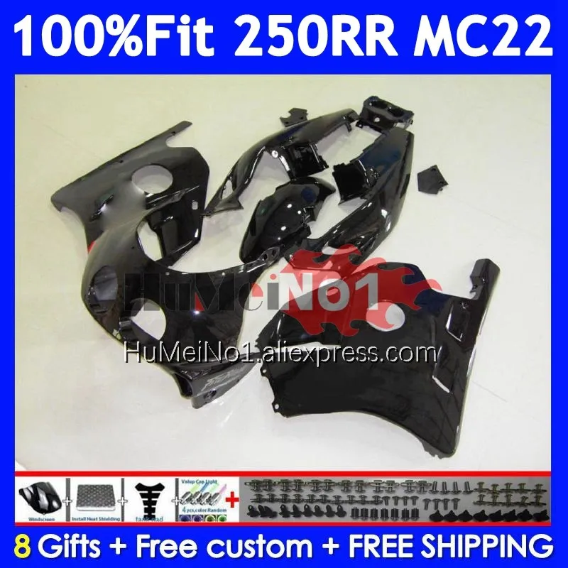 Injection Body For HONDA CBR 250RR CBR250RR Gloss black 1990 1991 1992 1993 1994 19No.21 MC22 CBR250 RR 95 96 97 98 99 Fairing