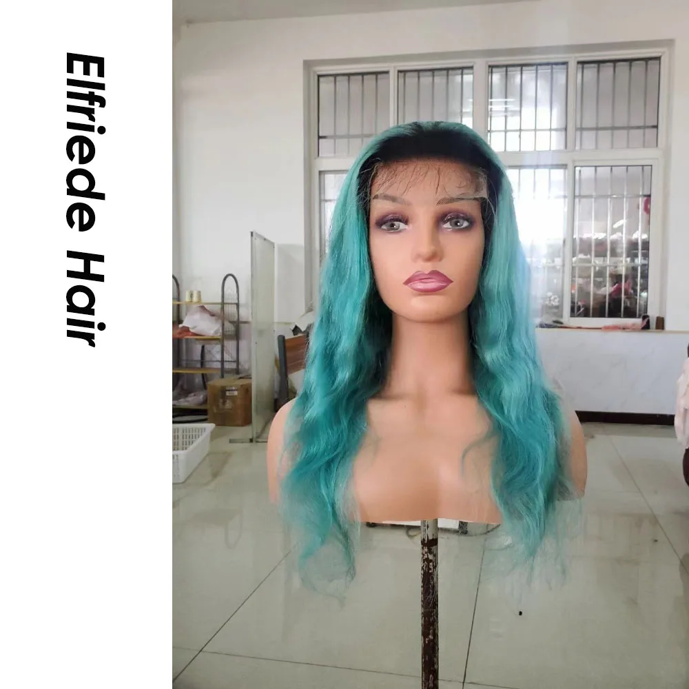 Elfriede #T1B/Bondi Blue Body Wave Lace Wigs for Women 4x4 Lace Closure 13X4 13X6 HD Lace Frontal Wig 100% Remy Human Hair Wigs