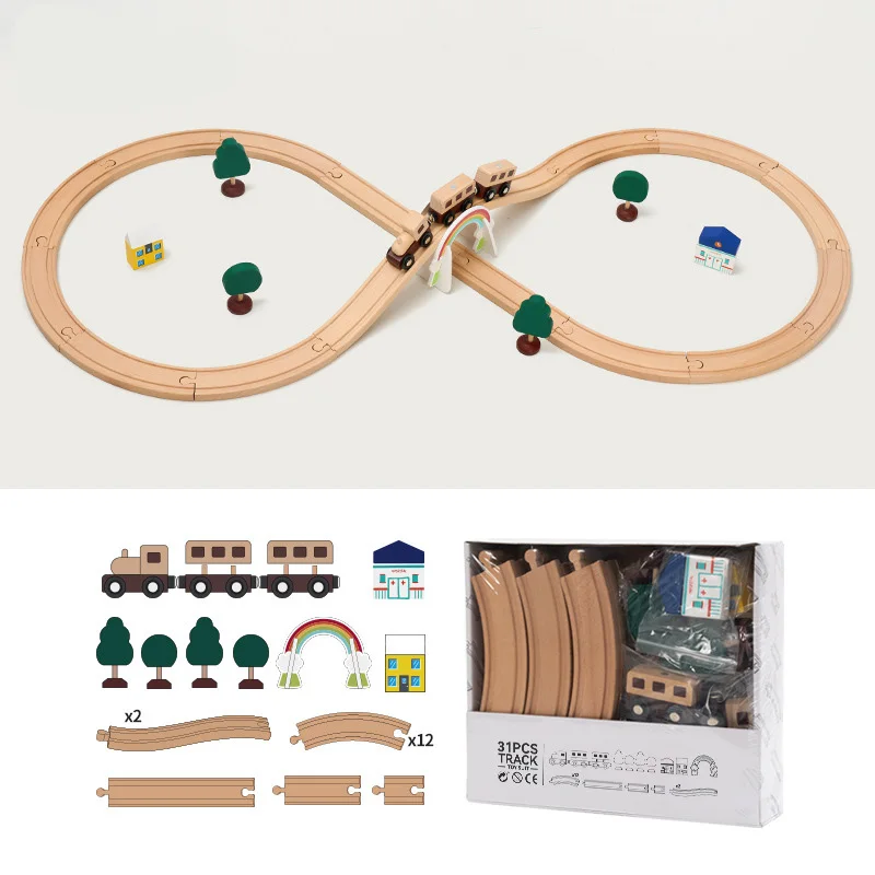 New Wooden Train Track DIY Building Block Accessories Track Expansion Package Fit for Wooden Railway Track Toys for Kids Gift