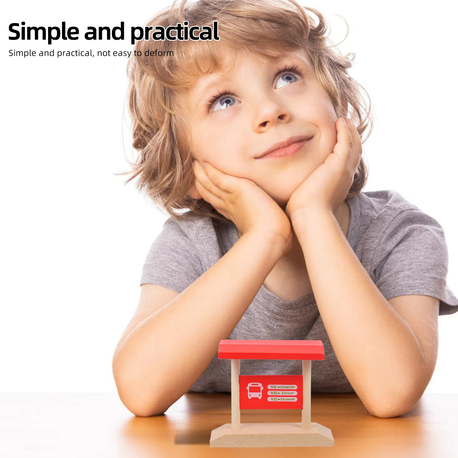 منصة محطة السكك الحديدية DIY ملحقات مسار القطار الخشبي للأطفال مجموعة اللعب التظاهري تخطيط ديكور لمحاكاة الأطفال #1