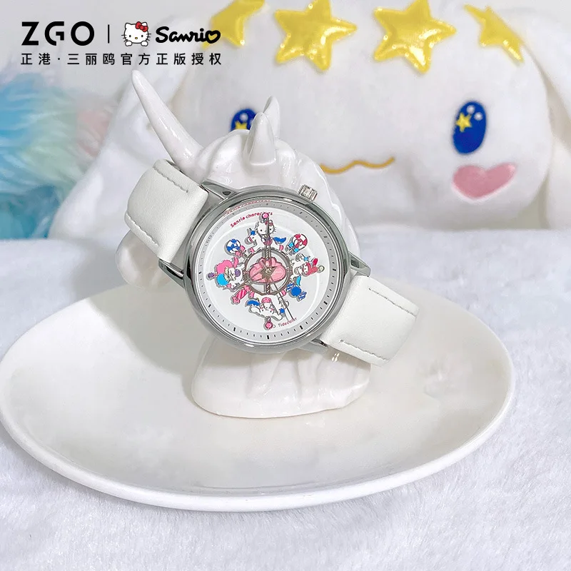 

Новые часы Sanrio Merry Go, милые кварцевые часы Hello Kitty Cinnamoroll My Melody, водонепроницаемые часы для студентов, подарки для девочек