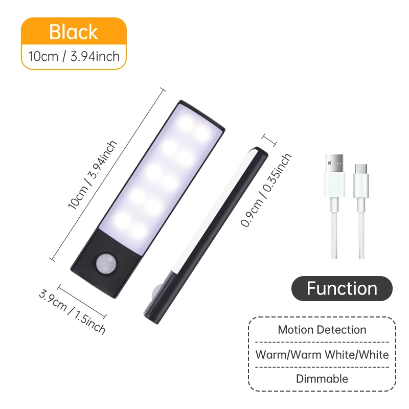 Bewegingssensor Licht Draadloos Led Nachtlampje Usb Oplaadbare Nachtlampkast Kastlamp Onder Achtergrondverlichting Voor Keuken Led