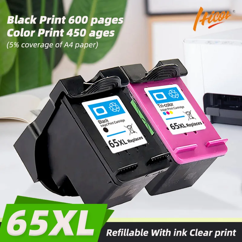 

Hicor Remanufactured Ink Cartridges Replacement for HP Ink 65 65XL for HP 65 Ink Cartridges Black Color Combo Pack for HP65 XL