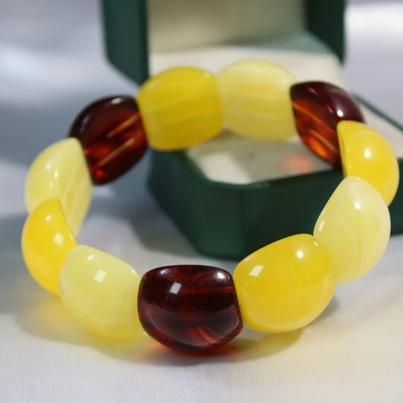 

Resin Beaded Bracelet, Classic Simple Men's and Women's - Amber,