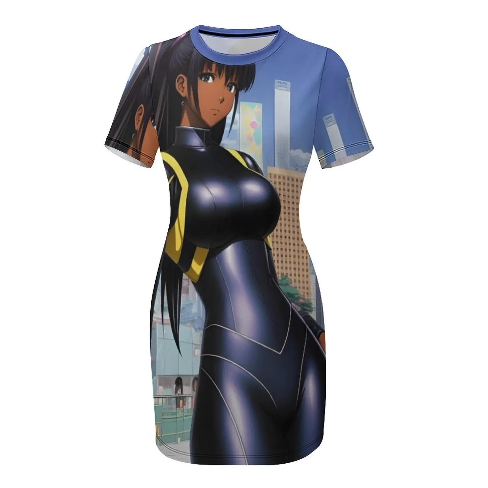 Galactic Mall Gworl Black Anime Girl Short-Sleeved Dress summer dress clothing women summer 2025 Dress