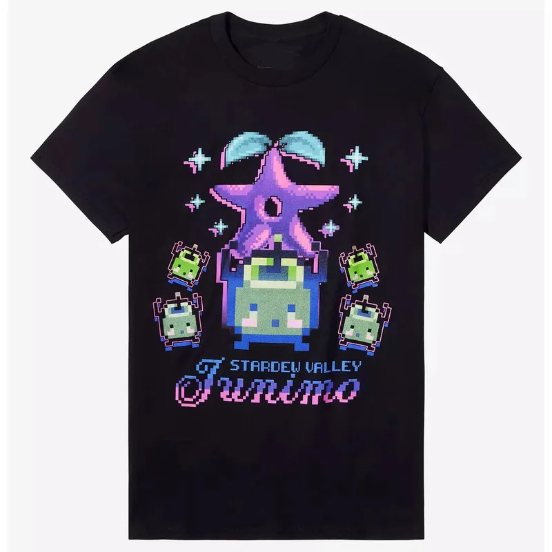 Stardew Valley Junimo Stardrop Cute Cartoon RPG Video game Gift T Shirt for Gamer Short sleeve Graphic Clothes All Size Tops
