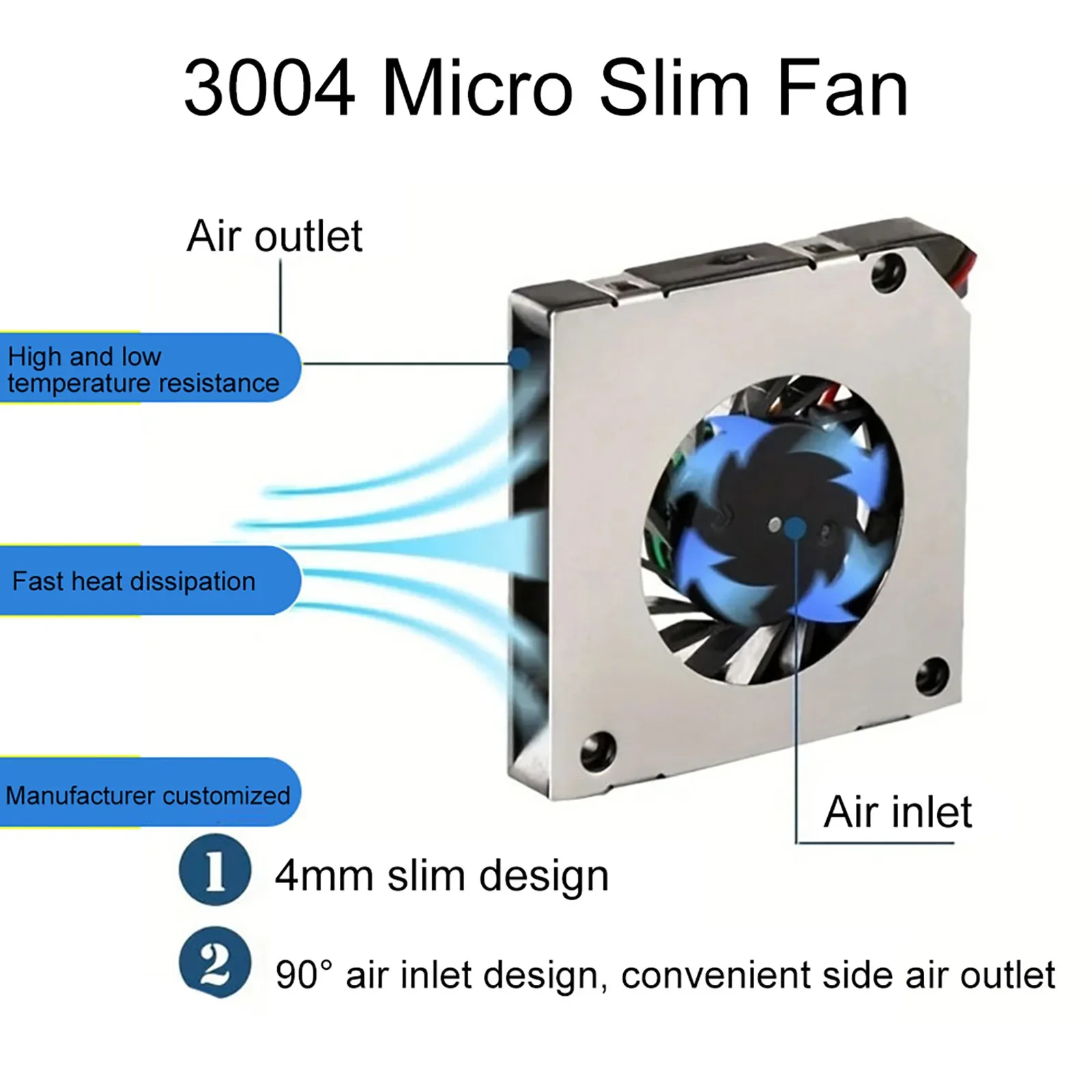 

Охлаждающий вентилятор постоянного тока с многолопастной конфигурацией, разработанный для повышения объема воздуха и рассеивания тепла в различных устройств.