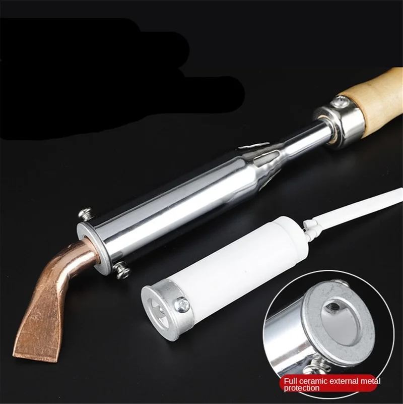 External Heating Electric Soldering Iron Chisel Tip with Wooden Handle Elbow 75W/300W High-power Household Soldering Tin Tool