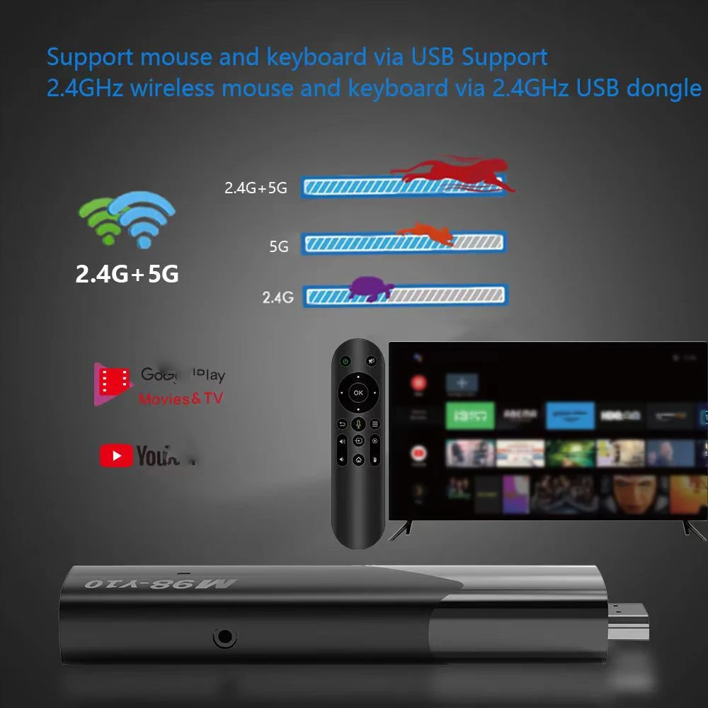 ATV Mini TV Stick Android 13 WiFi 2.4G 5G Dual WiFi Bluetooth 4.2 Voice Remote Smart TV Box Quad Core Cortex A53 Netwerkspeler