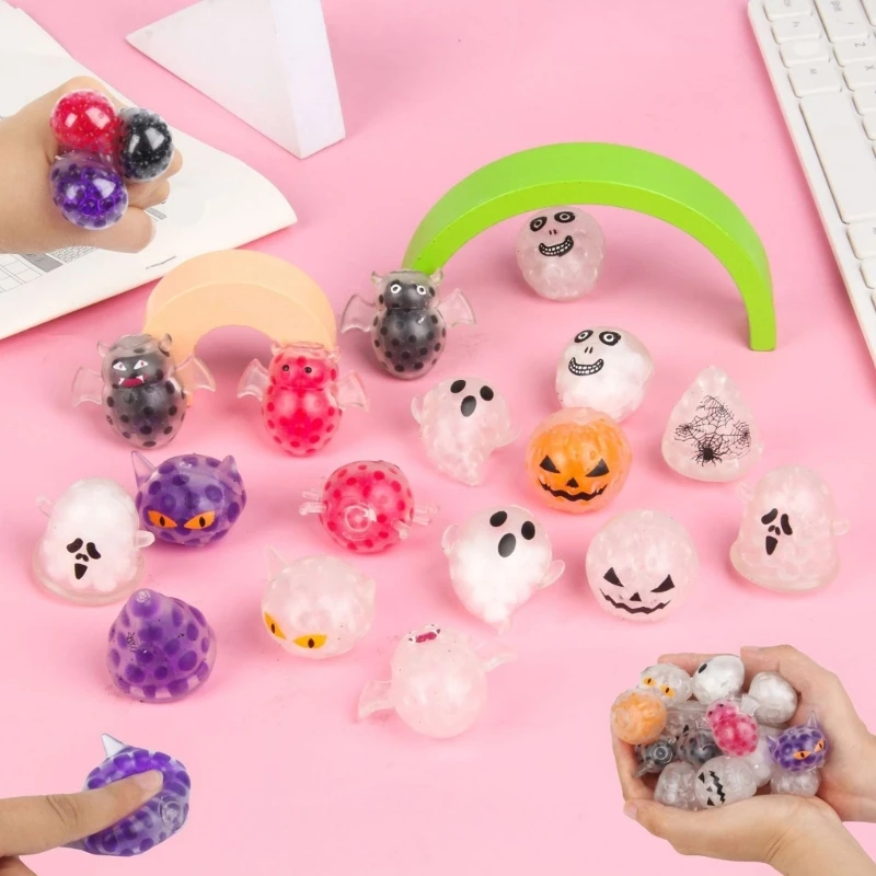 24pcs Halloween Party Favor Stress Balls for Kids Hand Therapy and Anxiety Reduction