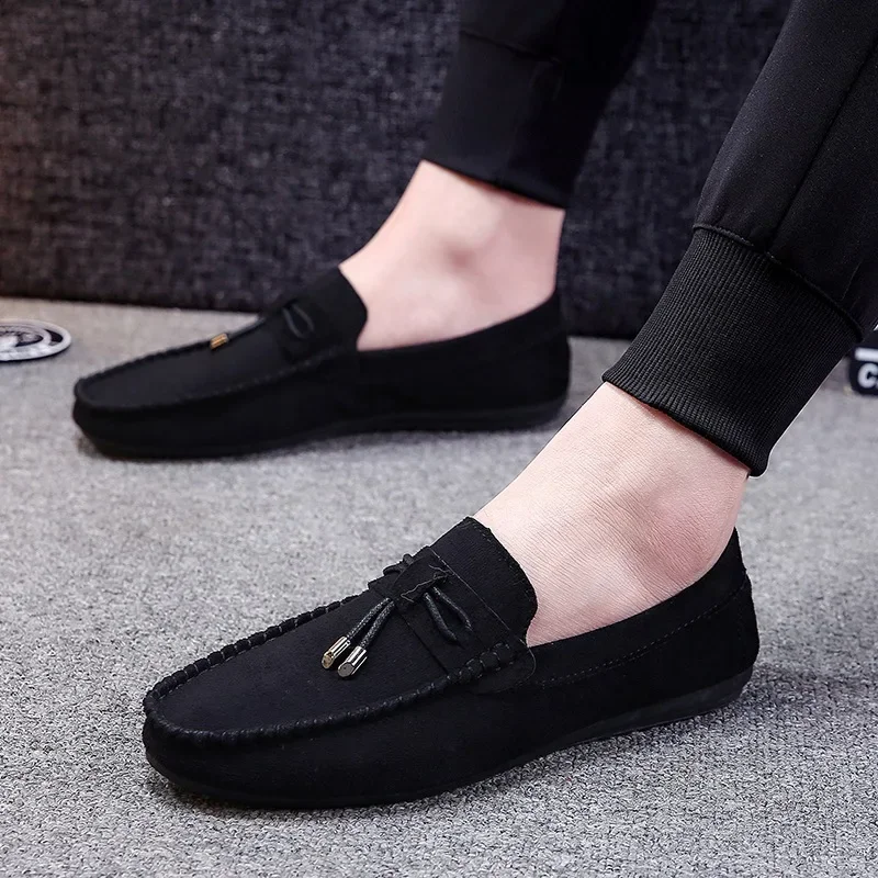 Heren Casual Schoenen Mode Heren Schoenen Suède Zachte Heren Loafers Vrijetijdsschoenen Slip Op Heren Rijschoenen Zwart Rode Man Luie Schoen