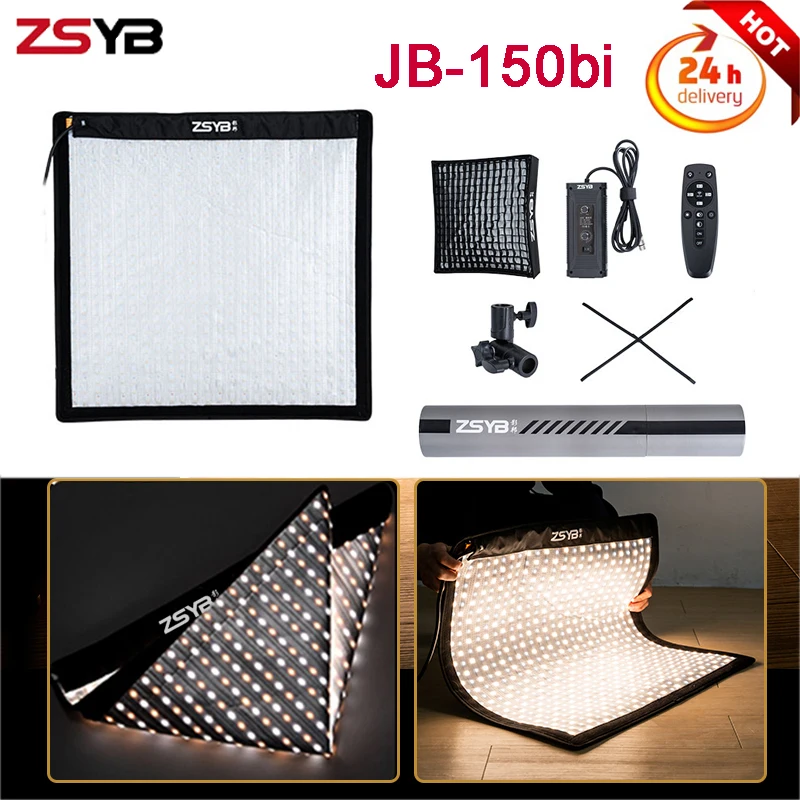 

ZSYB JB-150bi Bi-color 3200-5600k LED Light Flexible Square Rollable Cloth Video Light 160W Professional Studio Lamp VS YONGNUO