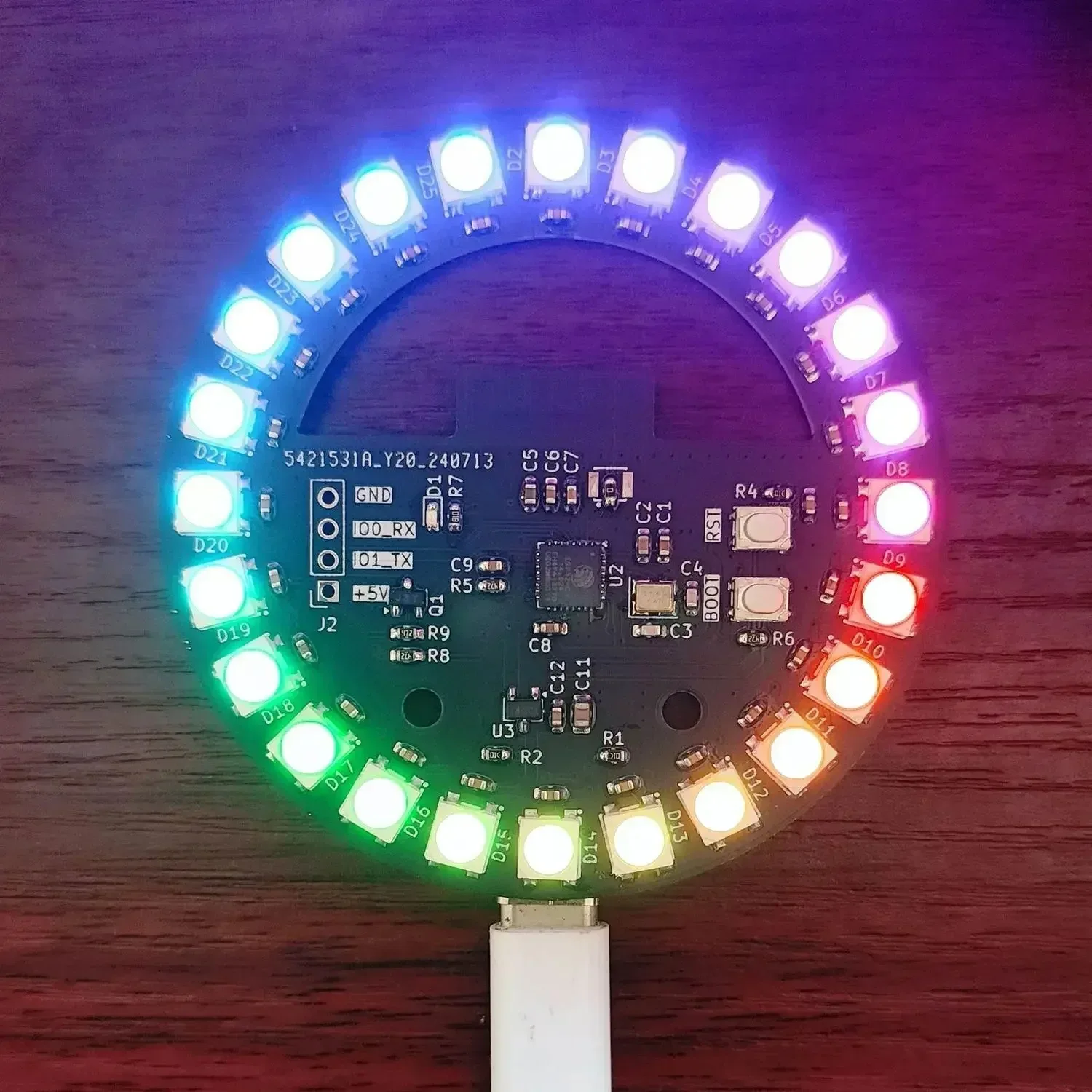 Modified LED DIY Smart Atmosphere Light Development Board Ring Control Light ESP32+WS2812