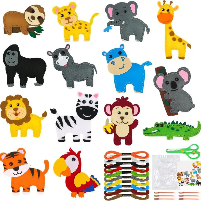 Bosdieren Knutselset Boswezens DIY Naaien Vilt Pluche Dieren Voor Kinderen Beginners Educatieve Naaiset Meisje Kunst Speelgoed