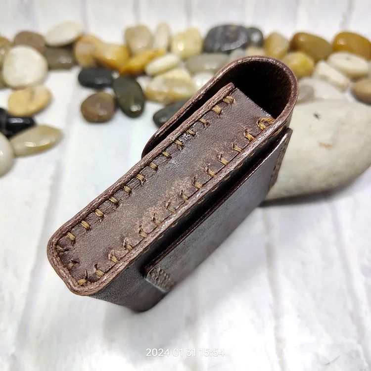 Blongk Leather Folding Glasses Box Belt Pack Cowhide Hand-made Foldable Glasses Case Small Waist Bag Men Women PD-ZD
