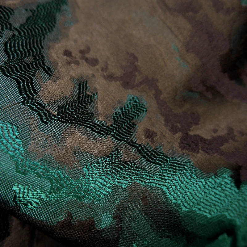 Brown Green River Ripple Pattern Three-dimensional Relief Texture Dress Autumn and Winter Coat Jacquard Designer Fabric