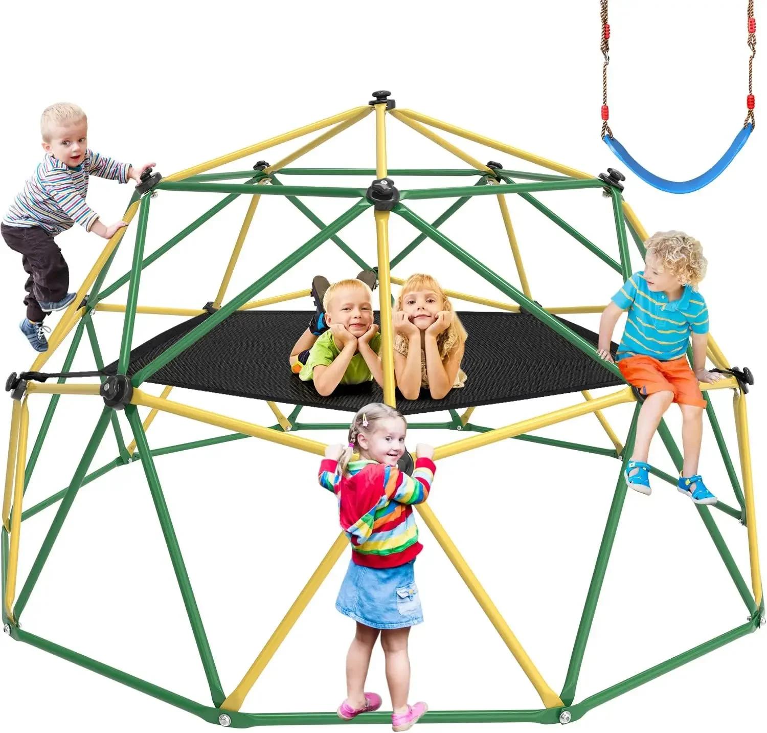 Cúpula de escalada, escalador de cúpula de 10 pies con hamaca para niños de 3 a 10 equipos de juego al aire libre, soporta hasta 1000 libras en gimnasio en la jungla, anti-R
