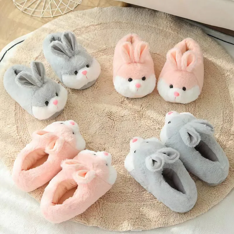 Cute Cartoon Rabbit Cotton Slippers Pack Heel Home Soft Non-slip Warm Breathable Indoor Plush Shoes