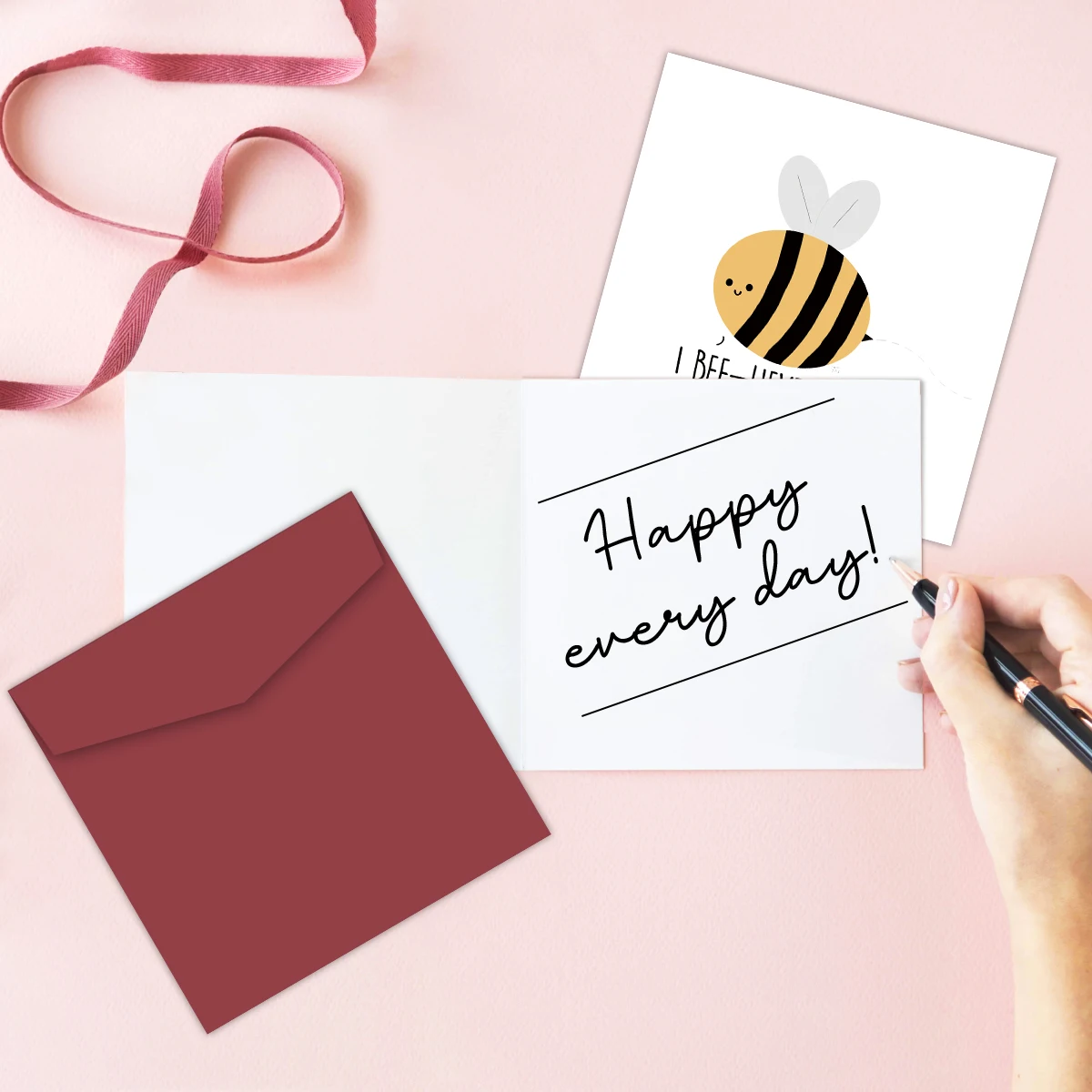 Funny Pun Bee Encouragement Card for Friends Good Luck for Exam New Job Card Bee-Lieve In You-Believe In You Card with Envelope