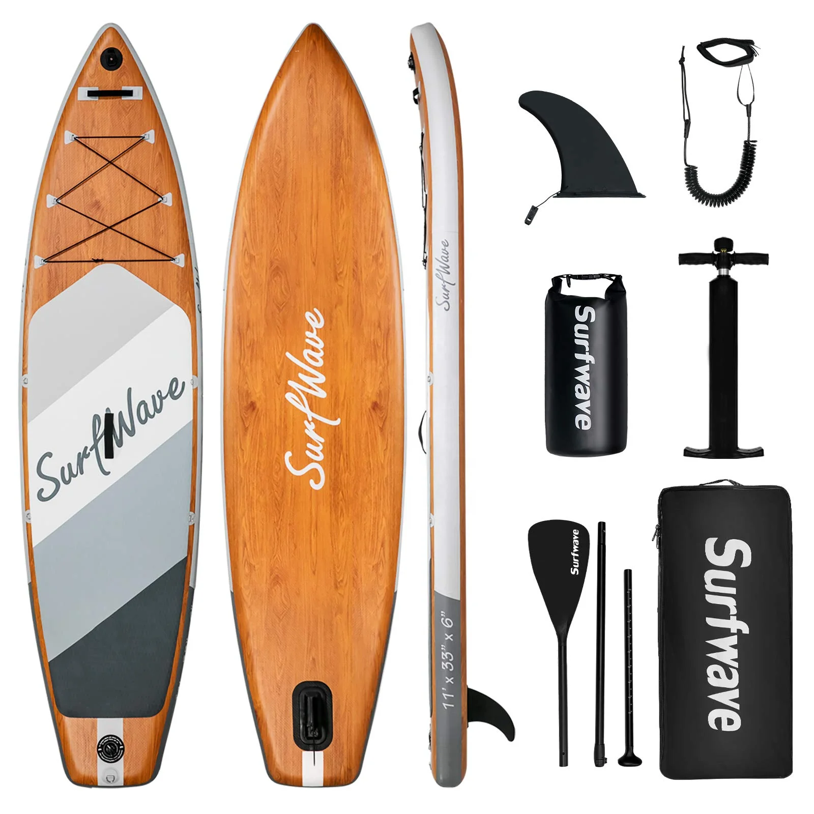 High Quality Wood Grain Double Layer Inflatable SUP Boards