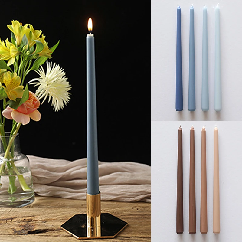 4pcs/set European Candy Colored Taper Candles Morandi Colored Long Rod Candle Gradient Wedding Candles 30.5cm